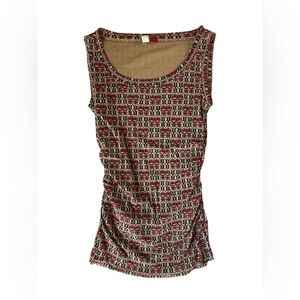 VINTAGE Y2K TAPE MEASURE RUCHED RED TANK TOP MEDIUM WOMENS